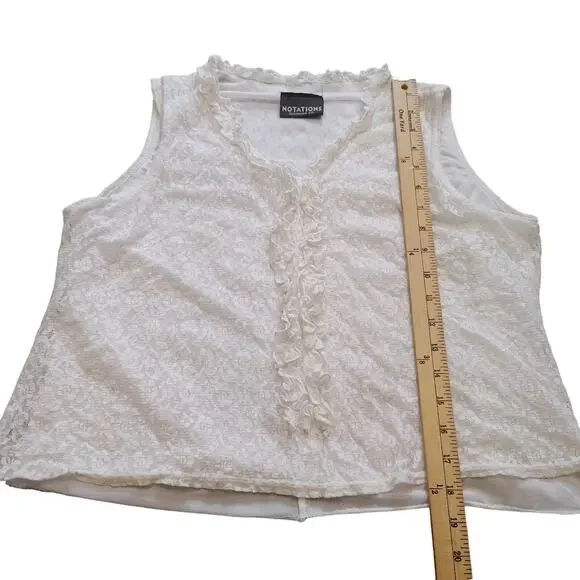 Notations Clothing Co White Lace Frill Size Small 19 Pit Summer Sheer Kawaii - Picture 3 of 7